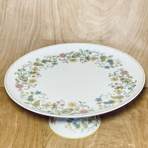 Vintage Pedestal Cake Stand Romantic Floral‎ Design Cottagecore